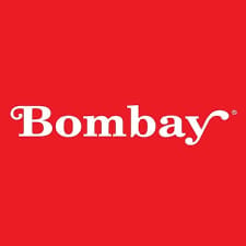 Bombay logo - white text on red background, featuring the Bombay brand name with registered trademark symbol
