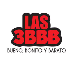 LAS 3BBB logo in red with black outline and tagline Bueno, Bonito y Barato in Spanish